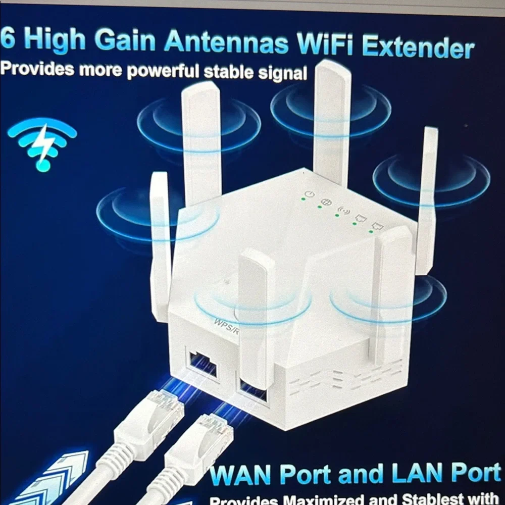 White WiFi Range Extender Wireless Network Booster - Picture 3 of 7